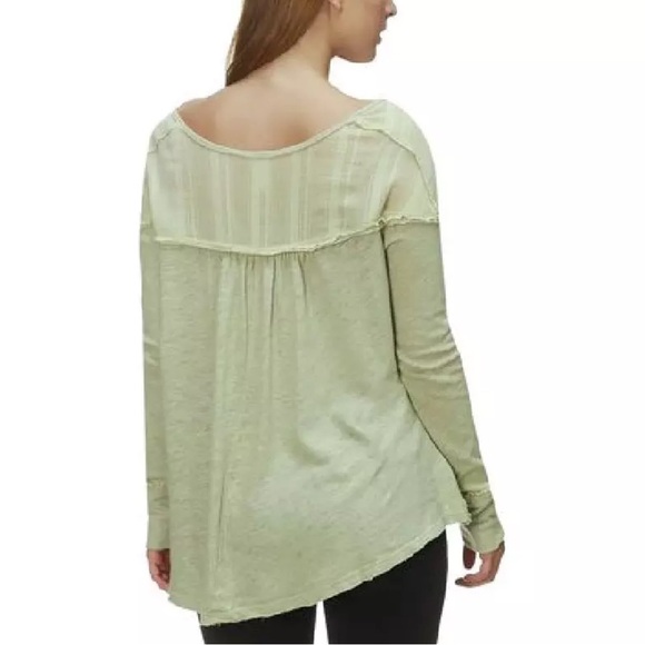 Free People Olive Down Under Linen & Cotton Henley Top - Picture 2 of 6